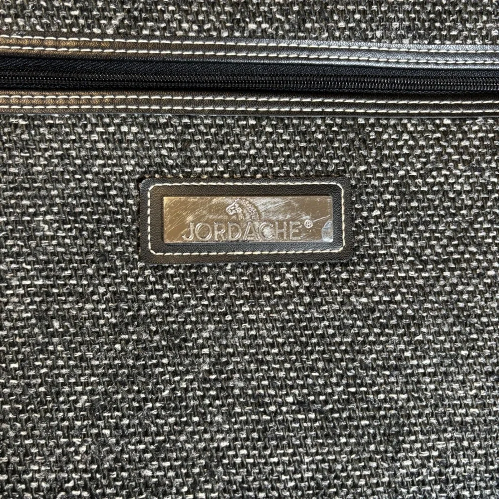 Jordache Garment Bag Unisex OS Grey Excellent Vintage Tweed Folding Suit Carrier